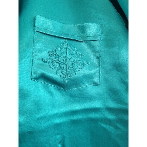 Vintage Private Touch Teal Green Blue Silky Shimmery Short Set Pajamas Sleepwear - Picture 5 of 12